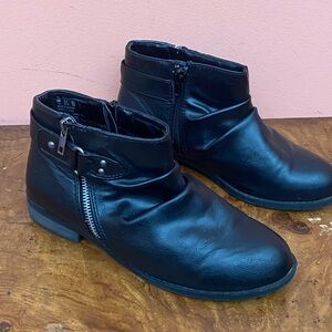Diba London Elena Double Zipper  Booties Faux Leather Women's Size 7M Black